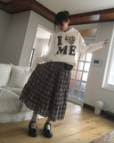 Solpa Check Flare Tiered Long Skirt