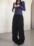 Tonijon Pocket Cotton Banding Long Wide Cargo Pants