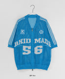 [Unisex] Wenders Punching Lettering Short Sleeve Knit Zip-Up
