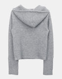 Lenin Button High Neck Hooded Long Sleeve Knit