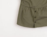 Folp button shirring cotton tank top tube top