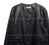 Lidore Metal Button Leather Jacket