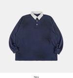 Damage over dirty washed collar t-shirt