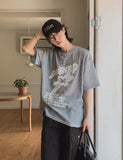 Starry Printing See-through Short Sleeve Knit