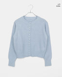 Burm Big Bean Button Round Neck Long Sleeve Knit Cardigan