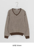 Ttet Stripe Wool V-Neck Knit