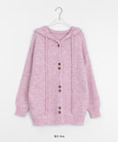 Sanco Two Button Hood Over Wool Knit Cardigan