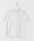 Belbo pin tuck button short sleeve blouse