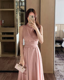 Cheline high neck sleeveless strap long one piece