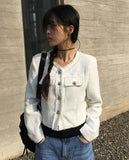 Noke Button Tweed Crop Jacket
