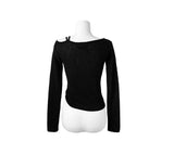 UN One-Off Shirring Unbalanced Knit T-shirt