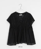 Loerin Shirred Cap Sleeve Blouse