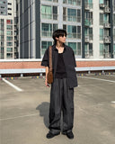 Mons denim banding wide pants