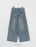 Kvenne Cut Denim Balloon Wide Pants