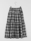 Tonbo Banding Check Frill Tiered Long Skirt