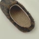 Winter Full Lining Fur Leopard Fur Slippers