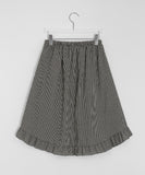 [BAONHAUS] Entol Summer Check Unbalanced Frill Midi Skirt