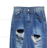 Vent relief damage wide denim