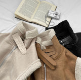 Full Fleece Brushed High Neck Buckle Mustang Vest
