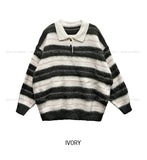 Ritz Color Matching Collar Stripe Brush Knit