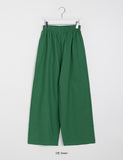 Syuing pin tuck banding wide linen pants