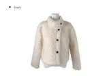 Akun Wool Fluffy Short Button Fur Jacket