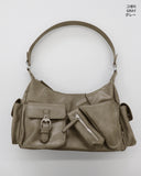 LaNew Diagonal Zipper Pocket Leather Shoulder Bag