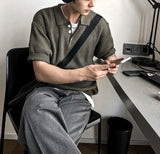 Millet Button Collar Short Sleeve Knit