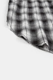Rough crop sleeveless snap check shirt