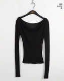 [Wool 30] Newel Modal Draping Ballet Core Off Shoulder Long Sleeve T-shirt