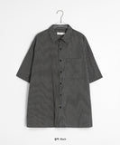 [unisex] Netu Stripe Collar Over Short Sleeve Shirt
