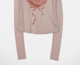 [Wool 30] Chev Rose Lace Off-Shoulder Long Sleeve T-shirt