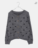 Jupi Dot Round Neck Long Sleeve Knit Cardigan