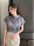 Balit Tie Drape Short Sleeve T-Blouse