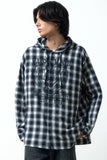 DOODLE HEART CHECK HOOD SHIRTS