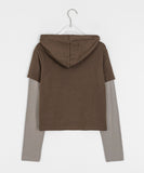 Kichiya Stripe Layered Crop Hoodie