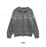 Snowy Nordic Two-Way Knit Zip-Up