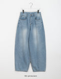 Tzuiti Cat Washing Light Blue Wide Denim Pants