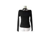 Toa Dot Halter Sleeveless Boat Neck Long Sleeve T-Shirt