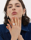 Champagne Full Moon Silver Wide Ring