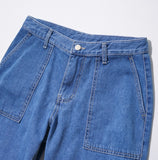 Wedge denim short pants