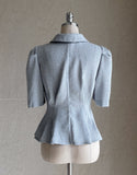 [Tweed set] Mishorin Peplum Tweed Collar Blouse Jacket Skirt