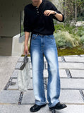 Sand brush wide denim pants