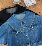 Milo Big Collar Crop Denim Jacket