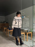 Kyuin Duffle Collar Knit Nordic Cardigan