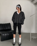 Wearing Stripe Two-Way Hooded Zip-Up