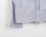 Wav Stripe Slim Button Shirring Cotton Two-Way Long Sleeve Shirt
