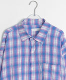 [unisex] Shudel Summer Seersucker Check Over Shirt
