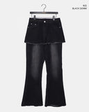 Kirit Pocket Bootcut Washed Denim Skirt Pants