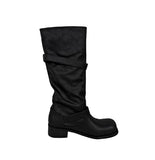Double Buckle Biker Wide Long Boots